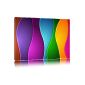 colorful wave pattern image on canvas, huge XXL Pictures completely framed with stretcher, art print on mural with frame, cheaper than painting or picture, no poster or poster size: 100x70 cm