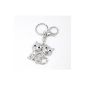 PT367 - Keychain / Jewelry Bag 2 Cats Metal Rhinestone Silver - Fashion Fantasy (Jewelry)