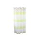 Gozze, Casablanca curtain 140x245 cm, striped, woven silk appearance, green, ready to install, chrome eyelets 8, of fusible hem tape, translucent, silky fabric of good quality (Kitchen)