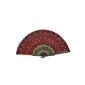 SODIAL (R) Fan folding a hand to the woman Fabric black red peacock pattern (Kitchen)