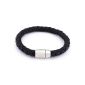 Dondon Braided leather strap black with stainless steel magnetic clasp in black velvet (jewelry)