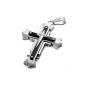 MunkiMix stainless steel pendant necklace Black Silver Crucifix Cross Retro men, with 58cm chain (jewelry)