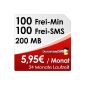 DeutschlandSIM ALL-IN 100 [SIM & Micro-SIM] - 24 month contract period (200MB Datenflat, 100 free minutes, 100 free SMS, 5,95 euro / month, 19 ct consequence minute price) Vodafone network (optional)