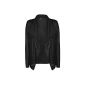 WearAll - Ladies Black Open Wet Look Long Sleeve Waterfall Cardigan Top - sizes 36-42 (Textiles)