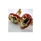 Cheri-button cuffs Iron man 2 red + gold cufflinks gift box (Jewelry)