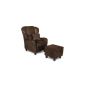 B-famous wing chair with ottoman Chris 92 x 90 cm, antique leather, brown (household goods)