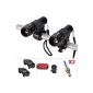 Mudder Bicycle Light Set Front and rear (2 pieces Cree Q5 LED Headlamp, 2 pieces Taschenlamp holder, rear light and two wheel valve lights as gifts) Zoomable Double Front Lamp up to 500 lumens, high low strobe mode for different need, used in the Mountain-biking, camping, emergency and everyday use.