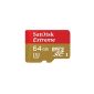 SanDisk SDSDQXN-064G-FFPA Extreme 64GB microSDXC UHS-I Class 10 U3 memory card up to 60MB / sec.  Read [Amazon Frustration-Free Packaging] (optional)