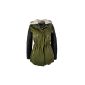 308 Ladies Parka Jacket Blogger leather sleeves jacket rabbit fur hooded winter (Textiles)