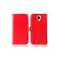 JAMMYLIZARD | Luxury Leather Case for Samsung Galaxy S4 edition, protects screen included (RED) (Accessory)
