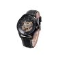 Kronen & Söhne Mens Watch Automatic Mechanical Skeleton Royal Carving Black Elegant Dress Watch KS103 (Watch)