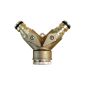 Sanifri 470010123 Y-distributor with 2 connectors and ball valves and threaded connection 3/4 inch female thread, solid brass blank (tool)