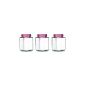 Premier Housewares square glass jar Pink Lid 695 ml 3-Pack (Kitchen)