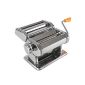 Fresh pasta machine - stainless steel - with clips - 6 different thicknesses (Kitchen)