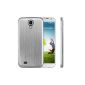 kwmobile battery cover of brushed aluminum for Samsung Galaxy S4 i9505 / i9506 LTE +, Silver (Wireless Phone Accessory)