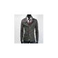 Man Blazer Jacket Trench Coat Single-Breasted Buttoning Slim Fit Stylish Winter, Grey and Black Color (Clothing)