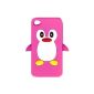New!  Penguin / Penguin Cute Case / Cover / Silicone Case for iPhone 4 / 4G / 4GS / 4S - Hot Pink (Wireless Phone Accessory)