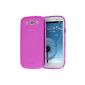 doupi® PerfectFit TPU Case for Samsung Galaxy S3 i9300 with built-in dust-plugs (pink) Dust Matt Clear Case silicone shell Bumper Cover Matt Transparent pink + bonus (1x Screen Protector) (Electronics)