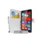 Luxury Wallet Case Cover White Nokia Lumia 1320 + PEN and 3 FILMS AVAILABLE!  (Electronic devices)
