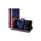 kwmobile® Chic Leatherette Wallet Case for Sony Xperia Z1 Compact with practical stand function - Flag Design (USA) (Red White etc.)!  (Wireless Phone Accessory)