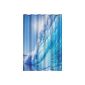 SHOWER CURTAIN OCEAN 180cm wide x 200cm long textile without rings blue wavy water shower curtain (Home)