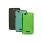 Pack of 3 Cases Ultra Thin TPU Gel Flex Wiko Rainbow / Rainbow 4G - Transparent Collection - Black / Blue / Green - by PrimaCase (Personal Computers)