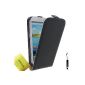 AOA Cases® Premium Leather Flip Case Cover Leather Case for Samsung Galaxy S3 i9300 + Screen Protector + Low Pin (Black)