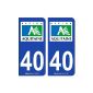 2 License Plate Stickers Car 40 Aquitaine - logotype