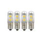 4X MENGS® E14 LED bulb lamps & bulb 1W (100LM - Warm white 3500K - 120 ° viewing angle - AC 220V - 7x5050 SMD LEDs - Ø15 × 48mm) energy-saving light