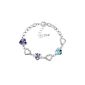Le Premium® clover crystal charm bracelets heart-shaped Swarovski Tanzanite purple, violet, and Aquamarine crystals (jewelry)