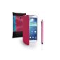 Samsung Galaxy S4 Shell Case Hot Pink PU Leather Case With Battery Caseflex valve stylus (Electronics)