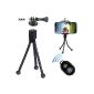 PINPO (TM) Black Digital Camera Flexible Legs Travel Mini Tripod mount spider Regal with Adajustable Cell Phone Holder Stand for iPhone 5 / 5S 5C iPhone 6 Samsung BlackBerry Camera & Bluetooth Wireless Camera with self-timer Remote Shutter Controller for iOS Android smartphone (Wireless Phone Accessory)