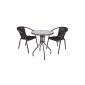 Bistro table with glass top and 2x Bistro chair stacking chair poly rattan set of 3 Bistroset