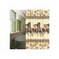 Textile shower curtain 180x180 cm model MUSTANG BEIGE brown black horse!  (Home)