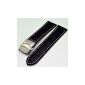 Watch strap with folding clasp 22mm black with white stitching 3943 (clock)