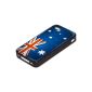3 Australia flags, Australia, Shock Tough Silikone Hard Cover Skin Case Cover Black with Colorful Image for Apple iPhone 4 4S.  (Wireless Phone Accessory)