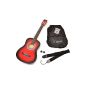 TS-Ideen 5209 1/2 Acoustic Guitar with Case + Strap + Strings Set for Children 6 to 9 years Red (Electronics)
