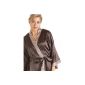 Camille Womens Ladies Short Satin Chocolate Brown Dressing Gown Wrap 8-22 (Textiles)