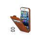 StilGut, UltraSlim, exclusive wallet in genuine leather with flap and little porthole (iOS 6) 5 & iPhone 5s Apple, cognac (Wireless Phone Accessory)
