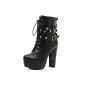 Très Chic mail Anda Designer Punk Biker bloggers Lace Up Plateau Autumn Winter gefutterte boots Lace Lace Boots Lace-Up Ankle Boots Schnürboots booties with gold studs spikes spines buckle Heel Women's shoes everyday (Textiles)