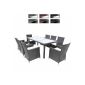 Wicker garden furniture in Grey - Set 8 Grey Chairs 58 x 57.5 x 84 cm - Table White 190 x 90 x 75 cm - VARIOUS COLORS
