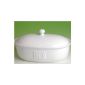Bread pot in white - bread box - oval - earthenware with ventilation (household goods)