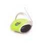 Lenco Stereo FM radio with CD player and telescopic antenna light green (Electronics)