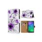 Samsung Galaxy Alpha Handyhülle including Displayfolie NEW & Touch pen purple flowers (2) (Electronics)