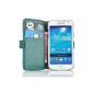 JAMMYLIZARD | Cover Deluxe leather look wallet for Samsung Galaxy S4 Mini, Turquoise (Wireless Phone Accessory)