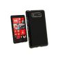 iGadgitz Black Glossy Durable Crystal Gel Case TPU Case Cover Case for Nokia Lumia 820 Windows Smartphone Cell Phone + Screen Protector (Wireless Phone Accessory)
