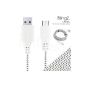 TheBlingZ.® 1M Micro USB meter braided cable for Nokia Blackberry HTC Samsung Galaxy S2 S3 S4 Note 2 mini ACE - White