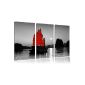 Sailboat with red sails in the romantic sunset, painting 120x80 canvas to the image on the canvas, huge pictures XXL view completely with the stretcher, art print on the wall picture frame with less expensive than