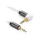 deleyCON PREMIUM 1m HQ stereo audio jack cable angled 90 degrees [white] 3,5mm male to 3,5mm jack plug (90 °) - gold-plated metal (Electronics)