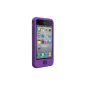 SwitchEasy SW-PU-COL4 Silicone Case with 2 dCoque movies silicone screen protector for iPhonCoque silicone 4 Purple (Wireless Phone Accessory)